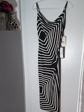 Katia Rae Black & White Geometric Slip Dress